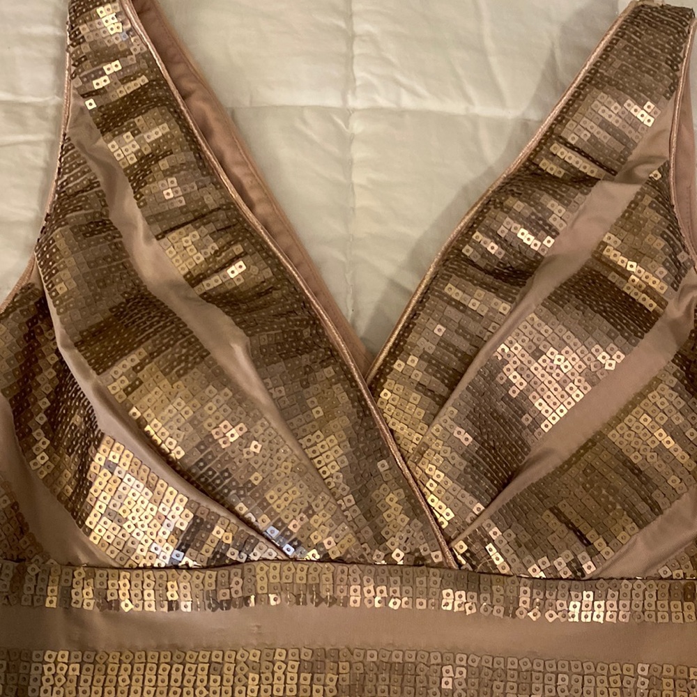 Juniors Formal Dress Rose Gold Sequin